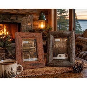 Sicura Adirondack Collection Faux Bark Resin 2, 4x6 Picture‎ Frames Rustic Cabin